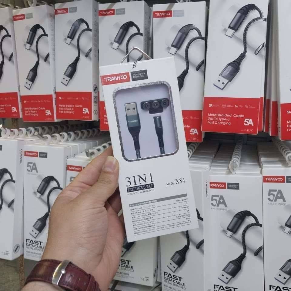 کابل سه سر کنف چرمی مگنتی ترانیو مدل X-S4 _ کابل سه سر کنف چرمی مگنتی ترانیو مدل X-S4