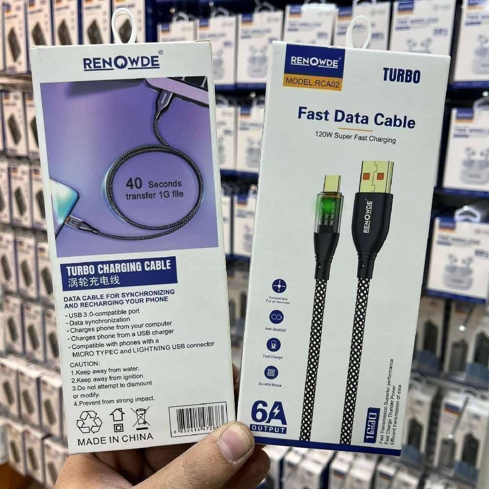 کابل تایپ سی کنفی ثانیه شمار renowde مدل RCA02 _ کابل تایپ سی کنفی ثانیه شمار renowde مدل RCA02